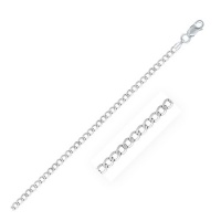 Rhodium Plated 3.0mm 925 Sterling Silver Curb Style Chain