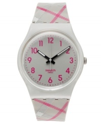 Blend fashion with sporty style with this Scottish Tartan watch from Swatch.