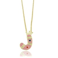 Lily Nily 18K Gold Overlay Pink Enamel Children's Initial Pendant J