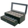 Watch Box for 24 Watches Black Matte Finish XL Wide Compartments Soft Cushions Clearance Large Watches Window