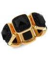 Kenneth Cole New York pushes black to the forefront in this stretch bracelet. Crafted from gold-tone mixed metal, the accents enhance the style output.