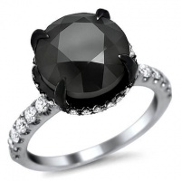 5.70ct Black Diamond Carries Sex & The City Engagement Ring 18k Black White Gold with a 4.80ct Center Diamond and .90ct of Surrounding Diamonds