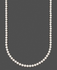 Perfection in pearls. This elegant necklace by Belle de Mer features A+ Akoya cultured pearls (6-1/2-7 mm) set in 14k gold. Approximate length: 22 inches.