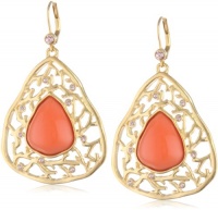 T Tahari Capri Crystal and Gold Center Stone Drop Earrings