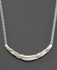 A sunny twist of 14k gold is lovingly wrapped around round-cut diamonds (1/5 ct. t.w.) and sterling silver in this diamond necklace. Approximate length: 15 inches.