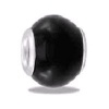 Beautiful Black Jade Stone European/Memory Charm Double Sterling Layered Bead - Fits Pandora Bracelets