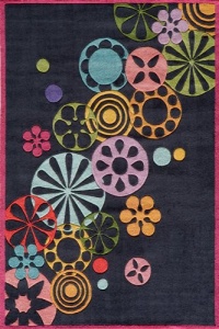 Momeni Lil Mo Falling Flowers Rug, Black, 5' x 7'