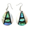 Pearlz Ocean Silvertone Copper Abalone and White Shell Pear Dangle Earrings