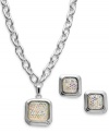 Go back to square one with this pendant necklace and earrings set from Charter Club. Crafted from silver-tone mixed metal, they both bring colorful accents front and center. Items come packaged in a signature Charter Club box. Approximate length, necklace: 16 inches + 3-inch extender; approximate drop: 1 inch. Approximate drop, earrings: 1/2 inch.