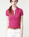 Lacoste Women's Short Sleeve 5 Button Stretch Pique Polo Pink, Size 8- PF269E