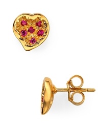 For the girl with the heart of gold, Melinda Maria crafts this pair of stud earrings, crafted of hammered gold and inset with a smattering of crystals.