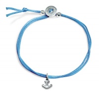 Alex Woo Mini Cord Bracelet Blue with Sterling Silver Mini Anchor Bracelet