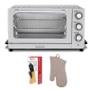 Cuisinart TOB-130 Deluxe Convection Toaster Oven Broiler + Oven Mitt + 7-Piece Knife Set w/ Pine Block (Stainless Steel)