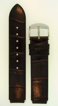 JP Leatherworks Alligator Grain Leather Watchband Fits Philip Stein Large Size 2, 20mm Dark Chocolate Brown With Spring Bars