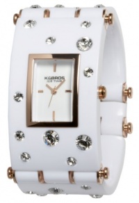 K&BROS Women's 9530-4 Ice-Time Galassia White Crystal Accented White Watch