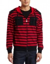 Southpole Young Mens Printed Stripe Long Sleeve Hoody With Epaulettes And Pocket Detail