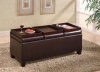 Coaster Storage Ottoman Coffee Table with Trays, Brown Vinyl