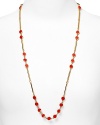 kate spade new york styles scattered simplicity with this long-link necklace, cast in 12 karat gold plate and accented by a smattering of colorful stones.