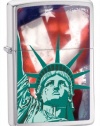 Zippo Brush Chrome Statue of Liberty Lighter (Silver, 5 1/2x3 1/2-Cm)