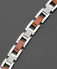 A statement of everyday refinement. This bracelet is crafted of luminous stainless steel with round-cut diamonds (1/2 ct. t.w.). Measures approximately 8-1/2 inches long.