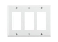 Leviton 80411-W 3-Gang Decora/GFCI Device Decora Wallplate, Standard Size, Thermoset, Device Mount, White