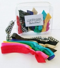 Lucky Girl Hair Ties, Set of 10 Hair Ties, The Essentials Mix & Clear Mini Wallet