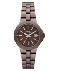 A gently curved bracelet adds a feminine touch to this Sylvia collection watch from Fossil.