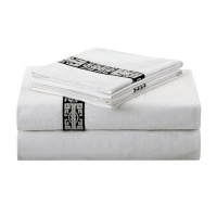 Natori Indochine 300 Thread Count Viscose Derived from Bamboo/Cotton Flat Sheet, White, Queen