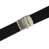 Watch Band PU Waterproof Strap Adjustable Stainless Steel Deployment Buckle Black 22 millimeter