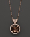 Smokey quartz and diamond pendant necklace in rose gold with signature heart bail from Lisa Nik's Rocks collection.