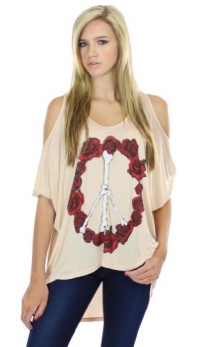 Lauren Moshi Macy Peace Bones Open Shoulder Top in Dusty Pink-S