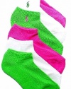 Polo Ralph Lauren Ladies 6-Pack Classic Cotton Sport Socks Shoe Size 4-10.5 (Bright)