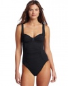 Calvin Klein Women's Solid Shirred One Piece Swimsuit