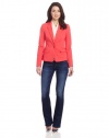 DKNYC Women's Long Sleeve Notch Collar Blazer With Novelty Closure, Bright Bloom, 10