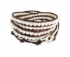 Chan Luu Pearl White Brown Leather Wrap Bracelet