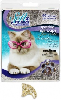 Soft Claws for Cats, Size Medium, Color Gold Glitter