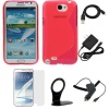 GTMax Pink S-Shape TPU Case Cover + Clear Screen Protector + Car Charger + Travel Charger + Charge Cable + Wall Charger Holder for Samsung Galaxy Note II 2 N7100 ( Mobile, Sprint, AT&T, Verizon )