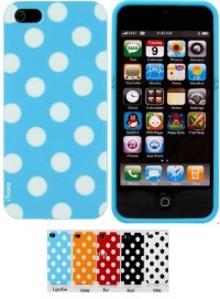 iTronz Blue iPhone 5 Polka Dot Case for Apple Soft Gel TPU Material