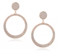 Jessica Simpson Rose Gold Tone Pave Drop Hoop Earrings