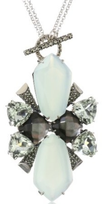 Judith Jack Mint Sterling Silver, Marcasite and Semi Precious Convertible Pendant Necklace