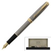 Parker Sonnet Sterling Ciselé Fine Point Fountain Pen with Golden Trim, Silver (1743550)