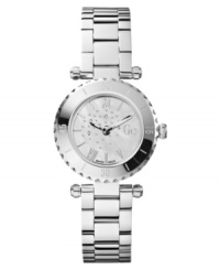 Polished and refined, this Gc Swiss Made Timepieces watch boasts diamond accents on a mini design.