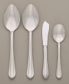 Premier tableware designer Gorham presents superior quality stainless steel flatware in an array of distinctive patterns to suit your every mood and occasion. The semiformal Melon Bud pattern is a classically simple design embellished with a graceful bud detail at the end of the handle.  Includes a sugar spoon, butter knife and two serving spoons.