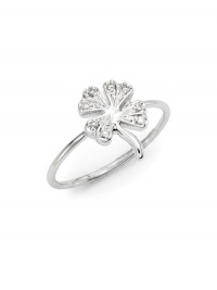 THE LOOKShamrock detail .05 tcw diamond accents14k white gold settingTHE MEASUREMENTAccent width, about .5ORIGINImported