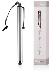 amPen New Hybrid Stylus for iPad 3, iPad 4, iPad Mini, iPhone 4s, iPhone 5, Nexus 7, Galaxy S 3 (Silver)