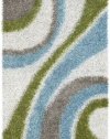 Rizzy Home KM2326 Kempton 3-Feet by 3-Feet Round Area Rug, Baby Blue