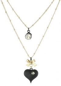 Betsey Johnson Essentials Puff Heart 2-Row Necklace