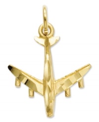 The perfect addition for the jet setter on the go! This intricate 3-dimensional charm features an airplane crafted in 14k gold. Chain not included. Approximate length: 8/10 inch. Approximate width: 6/10 inch.