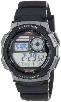 Casio Men's AE1000W-1BVCF Silver-Tone and Black Digital Sport Watch