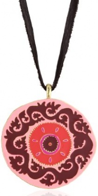 Lucky Brand Suzani Gold-Tone Pink Enamel Pendant Necklace